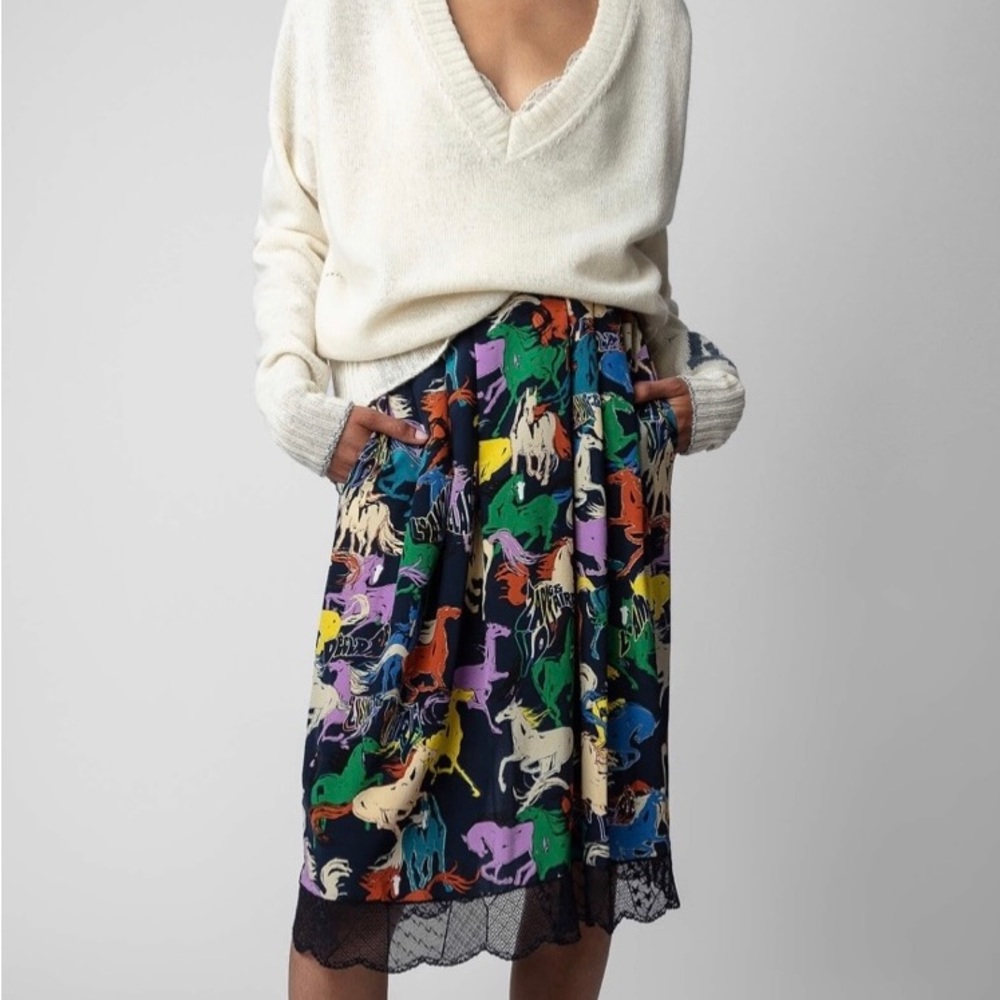 New With Tags - Jenny horses silk midi skirt by Zadig &Voltaire.